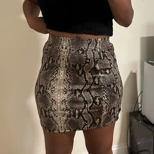 Fashion Nova Snake Print Pencil Skirt - Black and Brown